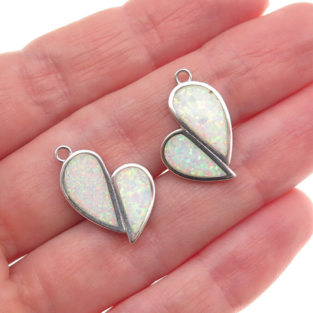 925 Sterling Silver Vintage Real Opal Modernist Petal Jacket Earrings